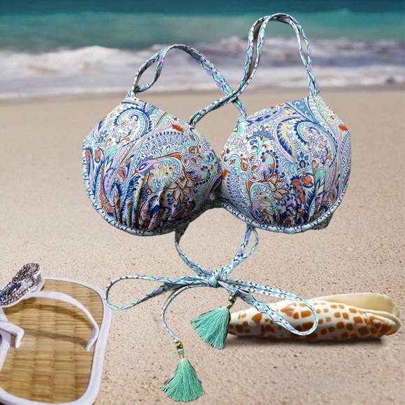 Victoria’s Secret Paisley Bikini Top 32B - Picture 2 of 8